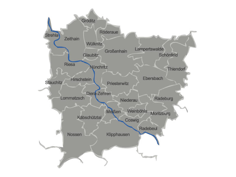 Landkreis Meißen Kartenausschnitt